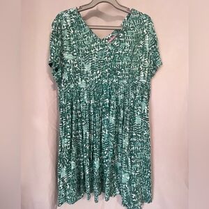 Woman Within Dress.  Green foliage pattern.  Size 1X.